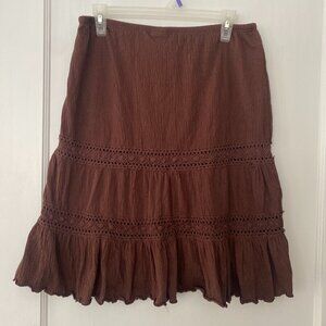 Vintage Boho Chocolate Brown Skirt Sz M
